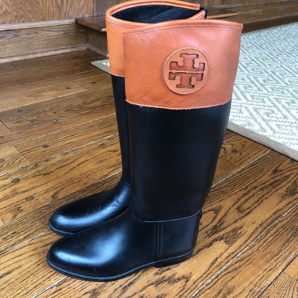 Tory Burch riding boot style rain boots